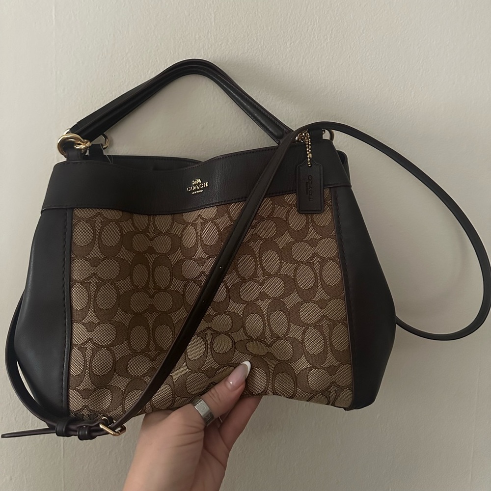 Coach Signature Brown and Black Shoulder Bag